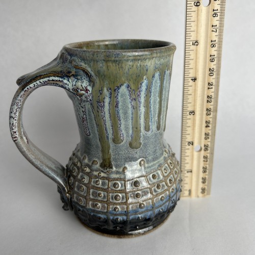 Studio Art Pottery Mug /W Handle Hand Made, Frog Stamp/Marked 12-Vintage/Unique - Picture 5 of 5