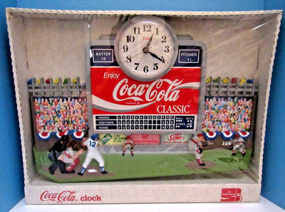 BASEBALL 3-D STADIUM FEATURING LARGE COCA-COLA CLOCK, PLAYERS & CROWD 1991 - NIB
