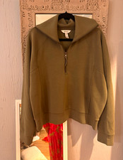 SPANX AirEssentials 1/4 Zip Mock Neck Fleece Sweatshirt Green Women’s XL