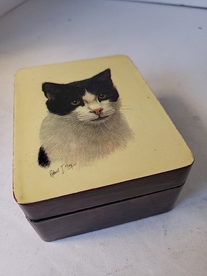 Tuxedo Cat  Lacquerware Trinket Box Robert J. May