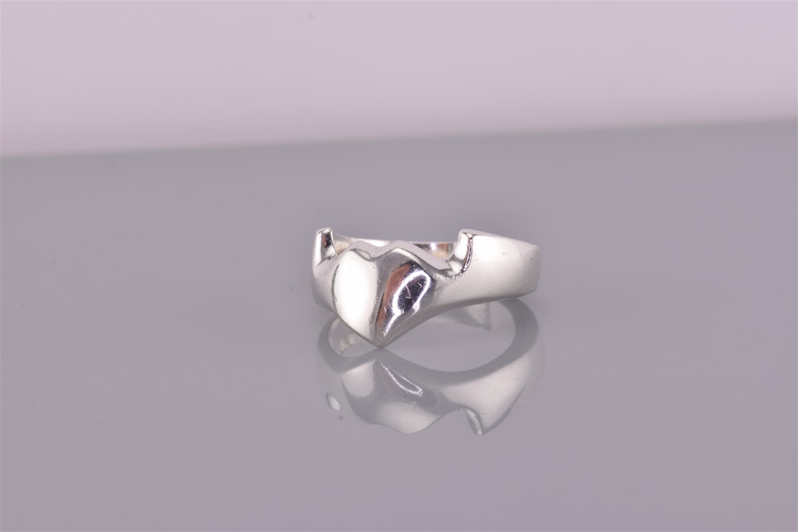 Sterling Silver Solid Drop Down Heart Winged Band… - image 6