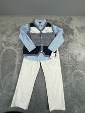 NWT Nautica Boy's Size M 5-6 Blue, 3Piece Set with Dress Shirt, Vest,  Pants