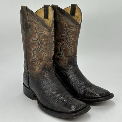 Genuine Caiman Belly Exotic Square Toe Western Cowboy Boots Size 7 (MEX 26)