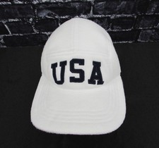Polo Ralph Lauren White/Navy Blue USA FLAG Fleece Baseball Cap Hat O/S Adj.
