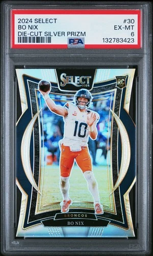 2024 Panini Select - Silver Prizm Die Cut #30 Bo Nix RC PSA 6