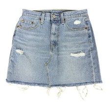Levi  s Denim Mini Skirt Women  s 28 Distressed Light Wash Pockets Cotton Stretch