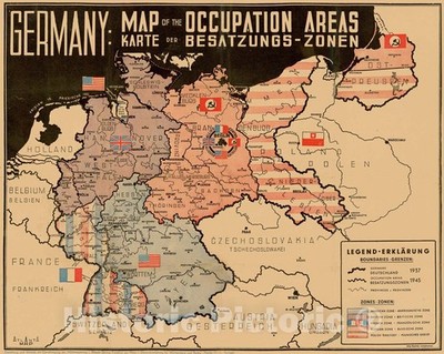 Historic Map - Germany: Map of The Occupation Areas/Map depicts Germany and Cent