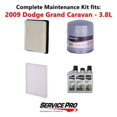 2009 Dodge Grand Caravan 3.8L Complete Air, Oil & Cabin Filter Kit (5W-20)