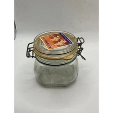 European Toasted Nut Fudge Glass Jar Metal Wire Bale Lid Canister