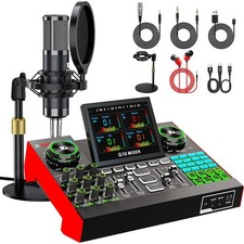 Podcast Microphone Bundle with Live Sound Board Audio Mixer Podcast Kit 79