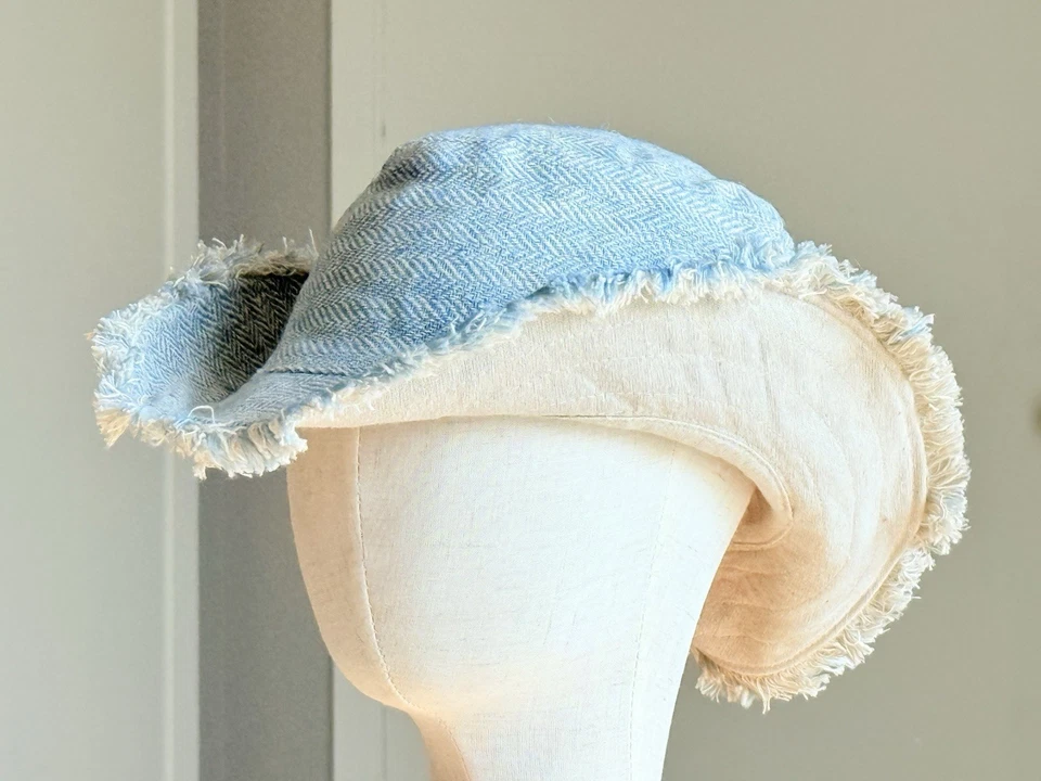 Sombrero de playa tono azul para sol, sombrero hippie boho, unisex sombrero de playa liso azul Foto 2 de 4