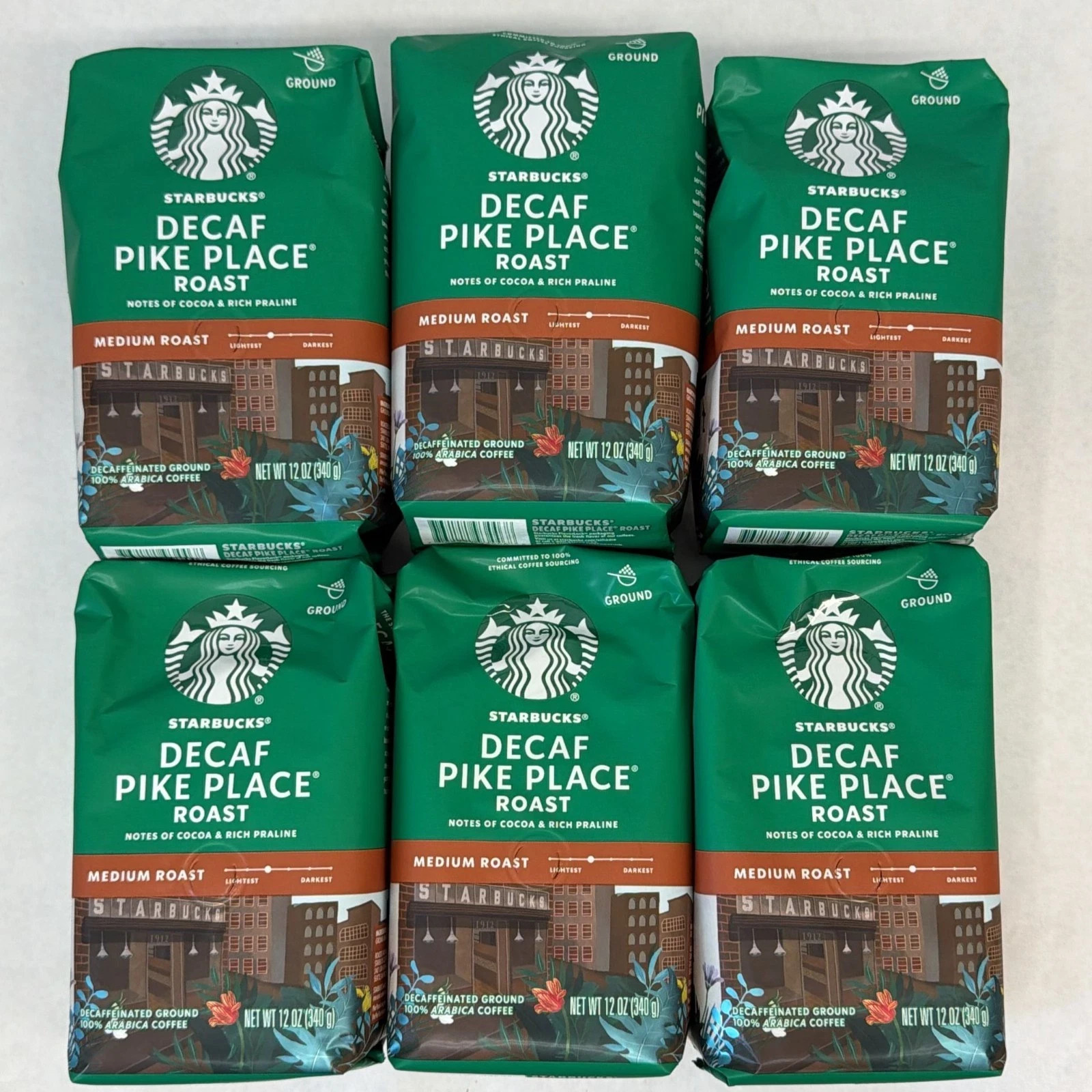 Starbucks Decaf Pike Place Roast Ground Coffee 12oz 6 Bags Old Stock