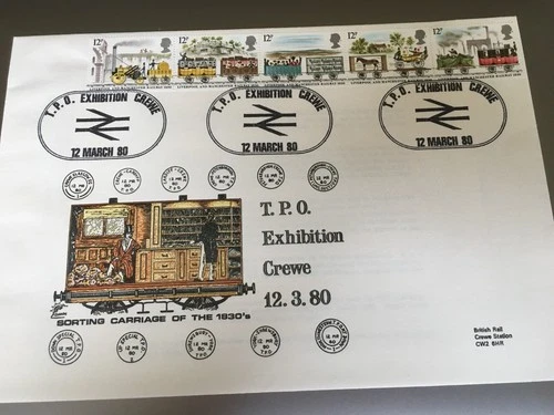 GB STAMPS RARE FIRST DAY COVER 1980 RAILWAY TPO EXHIBITION CREWE