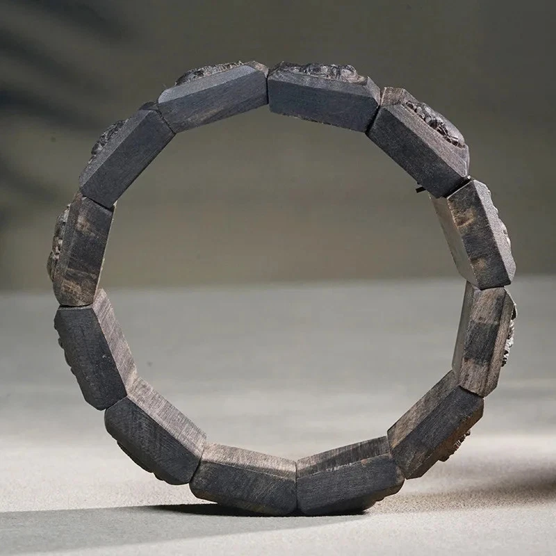 1Pc Chinese Agarwood Carving Chinese Zodiac Bracelet, Wooden Carving Jewelry - Image 3 of 4