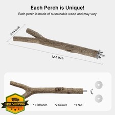 Niteangel Wooden Perches Bird Cages Cockatiel Parakeet Finches 2pk