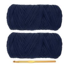 T-Shirt-Garn Zum H&auml;keln Mit H&auml;kelnadel 2 Pack 400g/130 Yards Garn(Marineblau)