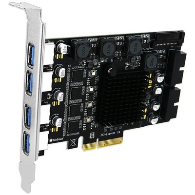 PCIE X4 to 4X Channels 8-Ports Superspeed 5Gbps USB 3.0 Expansion Card, 4X De...