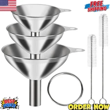6 Pcs Stainless Steel Mini Funnels for Kitchen Use Large Tiny Small Funnel Set 3