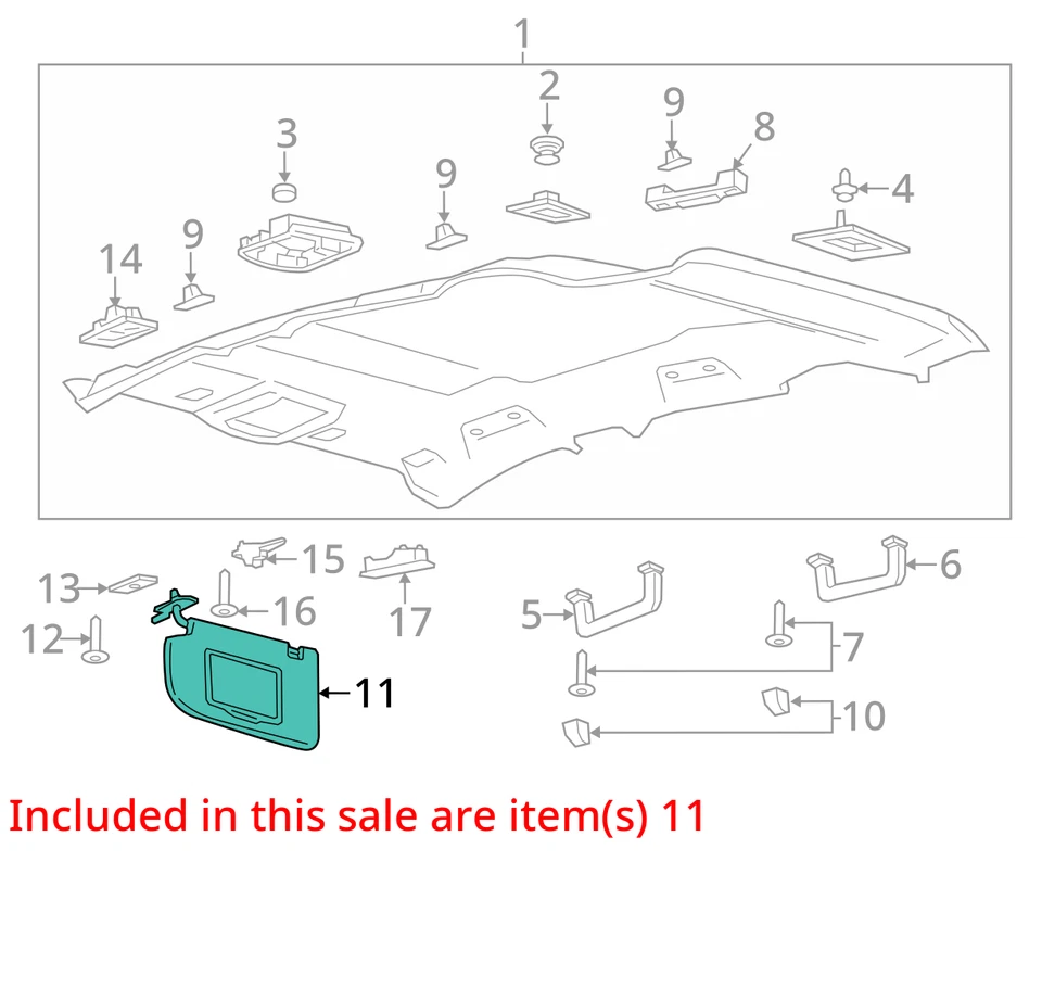 2015-2019 Lincoln Mkc Driver Sun Visor Mirror Left Sunvisor Black FRSFB - Image 3 of 4
