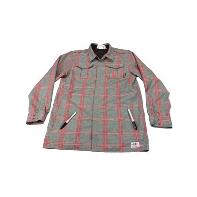 Ride Snowboards Outerwear Division Grey Red Plaid Mesh Lined Shirt Jacket Mens L