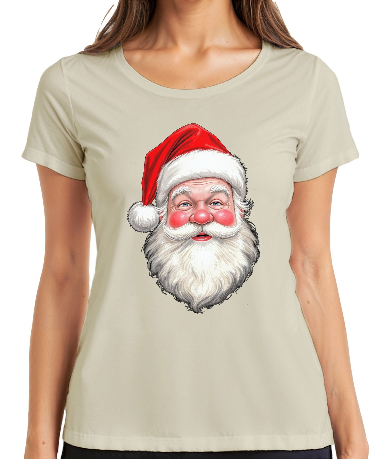 Santa Claus Santa Claus Portrait Realistic Vintage Retro Froehlic Ladies T-Shirt