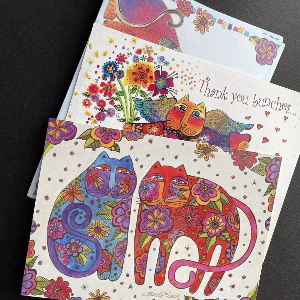 5 LAUREL BURCH CAT GREETING CARD ASSORTMENT BIRTHDAY NEW BABY FRIEND THANK YOU - Image 3 of 3