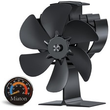 Ventilador quemador de leña Miaton estufa térmica de 6 aspas compacto, negro
