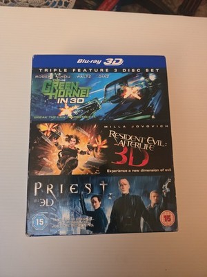  Triple Feature 3 Blu-Ray Disc Set 3D: Green Hornet, Resident Evil, Priest
