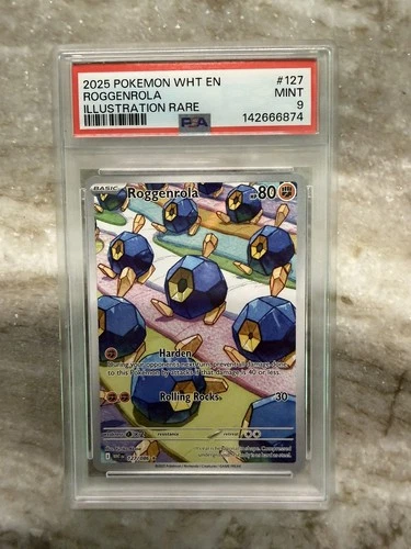 Roggenrola Illustration Rare White Flare 2025 Pokemon 127/086 PSA  9