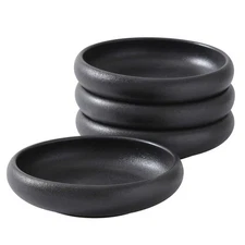 Japanese Salad Plate,Black Plates and Bowls Set,Stoneware Black Plate Set,App...