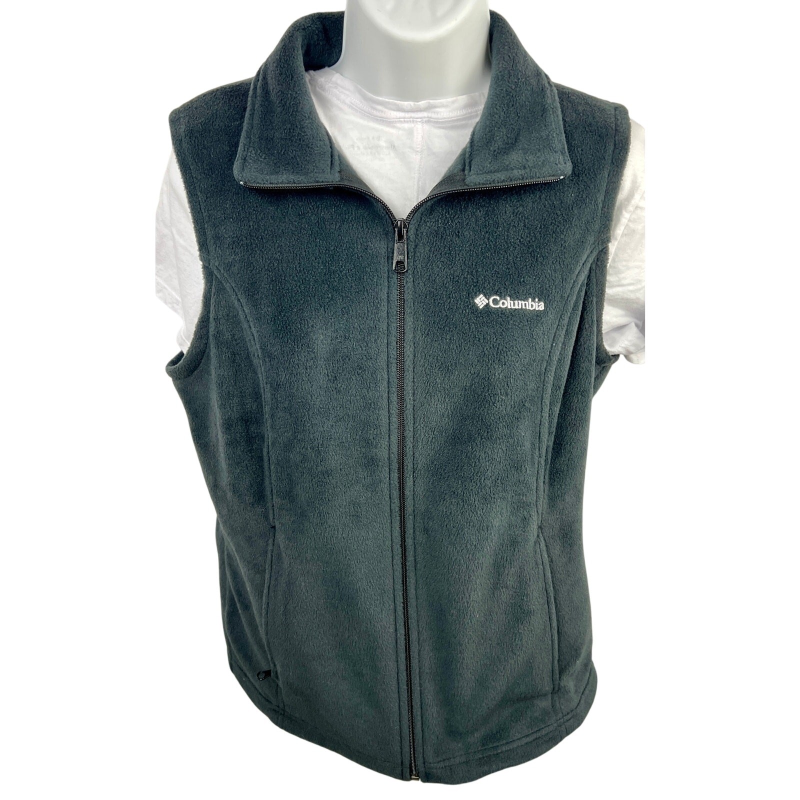 Columbia Men's Black Zip-Up Fleece Vest Size M - Lightweight & Comfortable