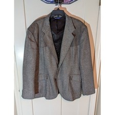 Pendleton High Grade Western Wear Men 46 Grey Virgin Wool Suede Trim Used