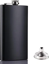 18/8 Stainless Steel 12oz Hip Flask with Free Funnel - Leak Proof Design
