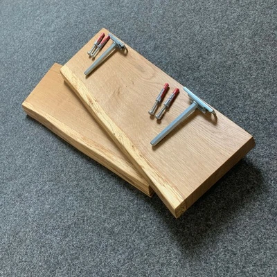 Wandboard Eiche Wild Massiv Holz mit Baumkante Regal Board Steckboard Steckregal - Bild 1 von 4