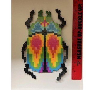 handmade rainbow beetle perler magnet