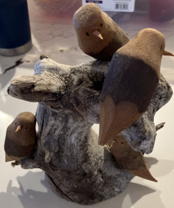Pete Ortega Driftwood Sculpture Birds Wooden Figurine New Mexico Signed 7" 1996