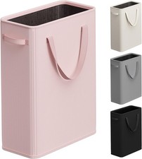 50l Pink Slim Laundry Hamper, Narrow Laundry Basket With Handles, Baby Girl