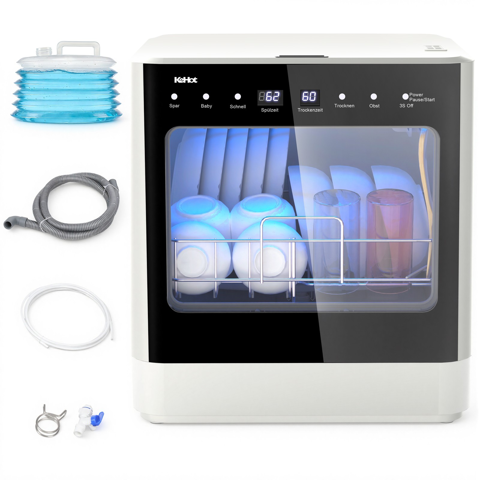 Dual-Spülmaschine 800W Geschirrspüler Tischgeschirrspüler Freistehender 4Modi Jj