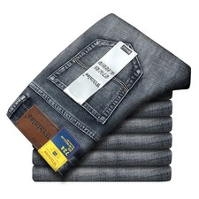 Wthinlee New Business Men's Jeans fleece Casual Straight Stretch Fashion Classic