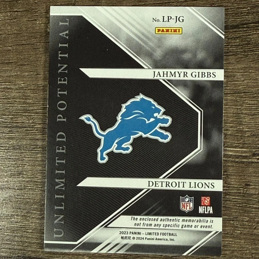 Jahmyr Gibbs (MEM, RC) #LP-JG Unlimited Potential /200  2023 Panini Limited - Image 2 of 4