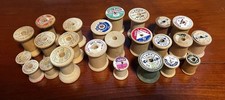Lot of 24 Vintage Empty Wooden Thread Spools Coats  Clark Belding Corticelli