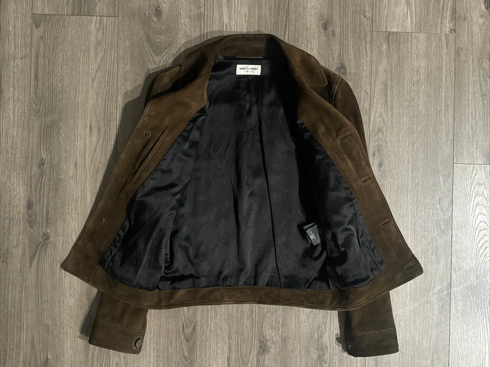 Saint Laurent SS2016 Suede Jacket by Hedi Silmane in brown, size 42 - Image 2 of 4