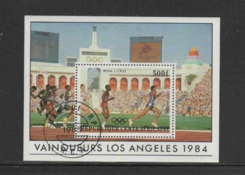 CENTRAL AFRICAN REPUBLIC #C307 1985 SUMMER OLYMPICS MINT VF NH O.G CTO S/S