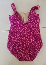 NWT Size 10 Deep Pink Leaf Lands End Bathing Suit One Piece V3403 Line 95