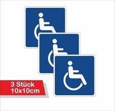 3x Aufkleber Schild Rollstuhl Behinderten Rollstuhlfahrer Hinweis Warnaufkleber
