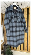 Ladies soyaconsept Checked Plaid  Blue grey Casual Blanket Oversize Coat S 