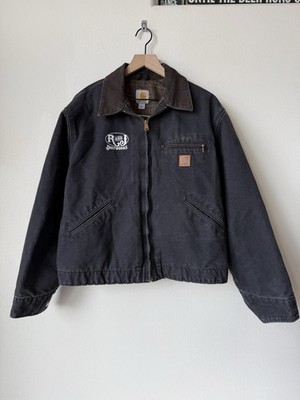 Carhartt J97 BLK Detroit Jacket Blanket Lined Canvas Large Black