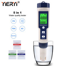5 in 1 TDS EC PH Salinity Temperature Meter Digital Water Quality Monitor Tester