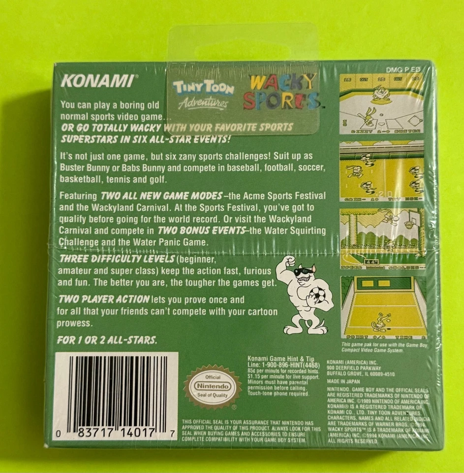 Tiny Toon Adventures Wacky Sports (Nintendo Game Boy 1994) New/Sealed/Protector - Image 2 of 4