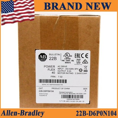 22B-D6P0N104 NEW PLC PowerFlex 40 2.2KW/3.0HP AC Drive 22BD6P0N104 Same Day Ship